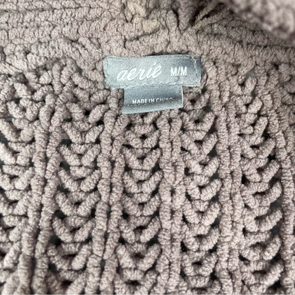 Aerie Sweater Womens Medium Cardigan Open Front Knitted Chenille Pockets Comfy - Picture 3 of 5